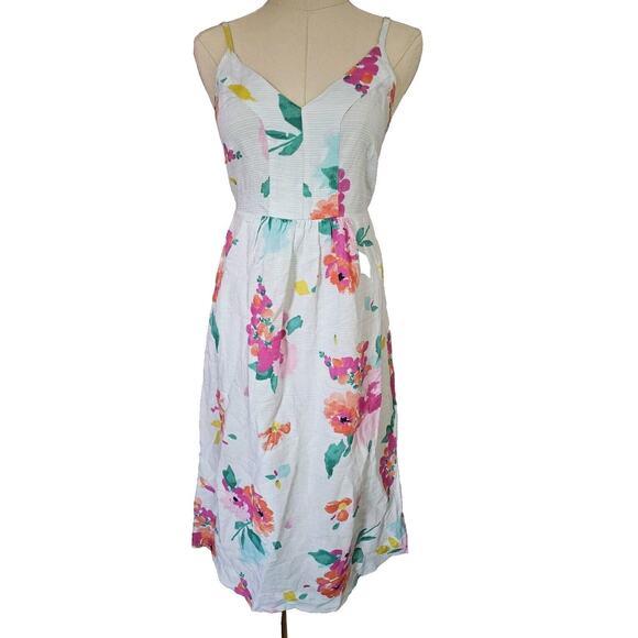 Joules Dresses & Skirts - NWT JOULES Zoey Floral Aqua Linen Blend Tiered Midi Sundress Dress Size 2 Small
